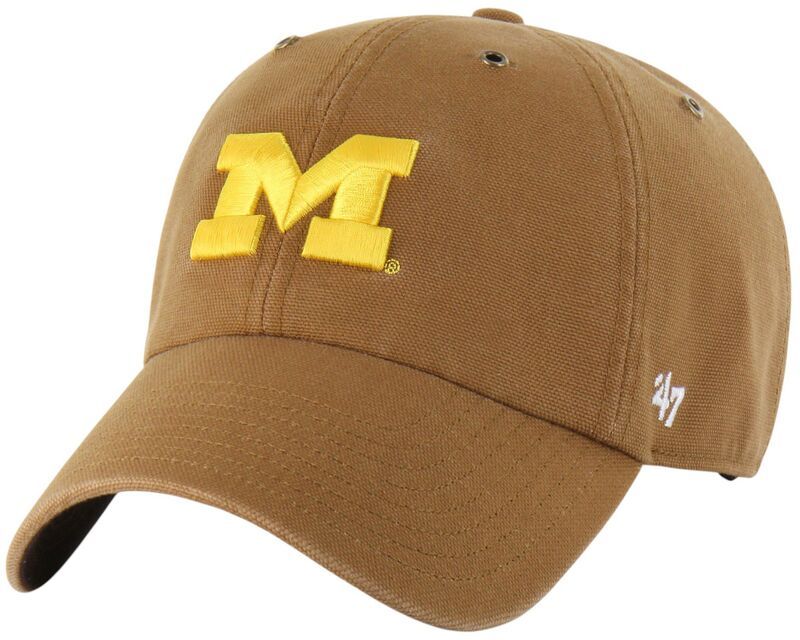 カーハート メンズ アクセサリー 帽子 Carhartt x 47 Carhartt x 47 Adult Michigan Wolverines Brown Clean Up Adjustable