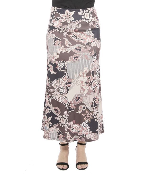 24 セブンコンフォート レディース ボトムスカート A ライン マキシ 24seven Comfort Apparel Womens Paisley Elastic Waist ALine Maxi