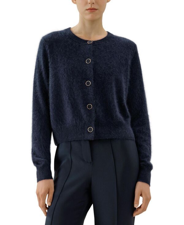 リリーシルク レディース アウター ニット・セーター カーディガン LILYSILK Womens UltraSoft Brushed Cashmere Cardiga navy blue ネイビー