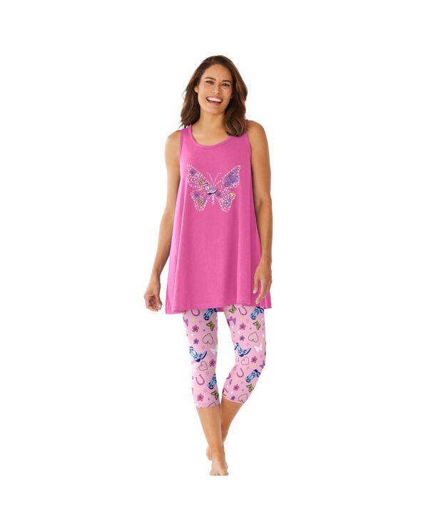 ドリームスアンドコー レディース アンダーウェア ナイトウェア キャップ Dreams Co Womens Dreams and Co Scoopneck Tank and Capri Legging 15,251円