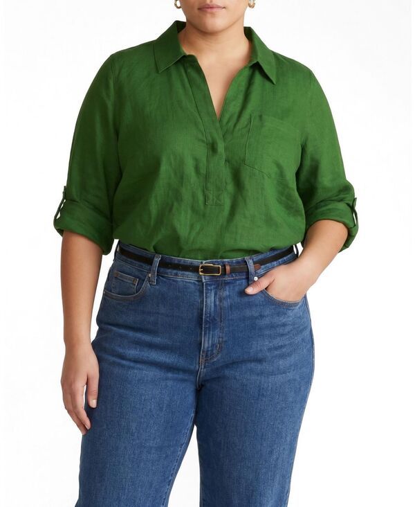 ユニバーサル スタンダード レディース トップス ポロシャツ プラスサイズ Universal Standard Plusize Button Back Stretch Cupro Polo Shir