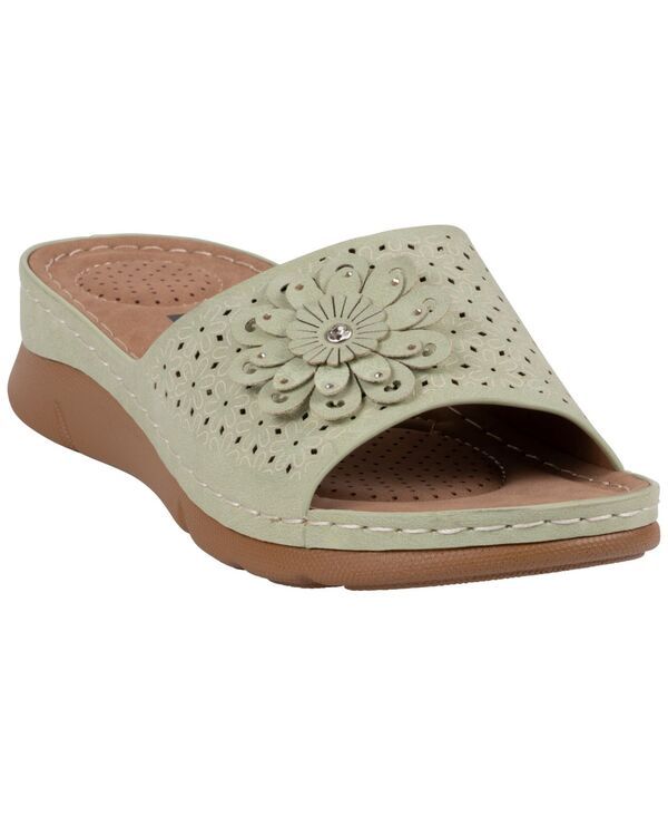 ジーシーシューズ レディース サンダル GC Shoes Womens Gabbie Flowerosette Comfort Sandals Green グリーン 11,536円