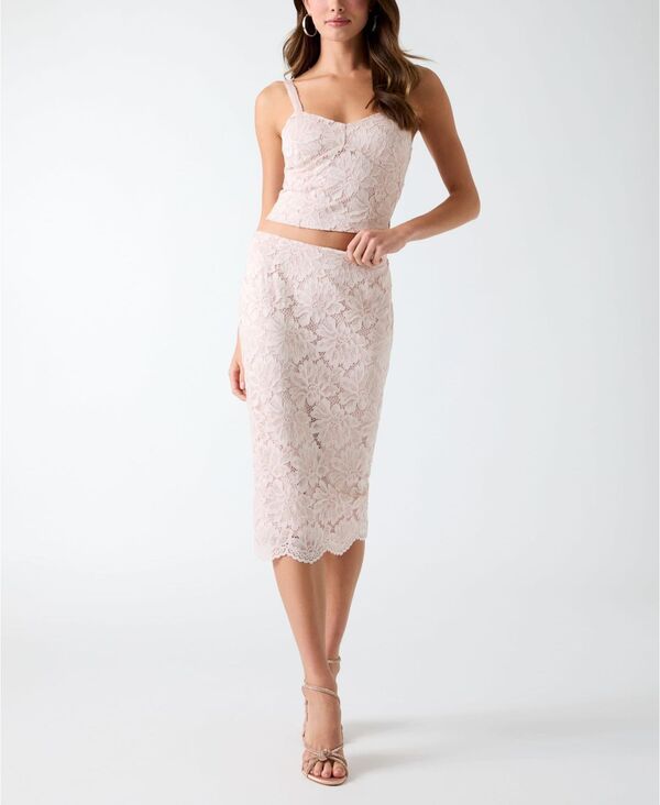 ゲス レディース ボトムスカート ミディ レース GUESS Womens Katrina Midi Lace Pencil Skirt QUITE VIOLET バイオレット