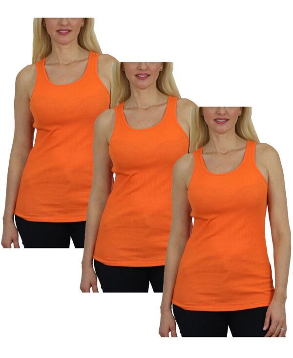 ギャラクシーバイハルビック レディース トップス タンクトップ リブ Galaxy By Harvic Womens Loose Fit Ribbed Tank Top3 Pack Orange オレ