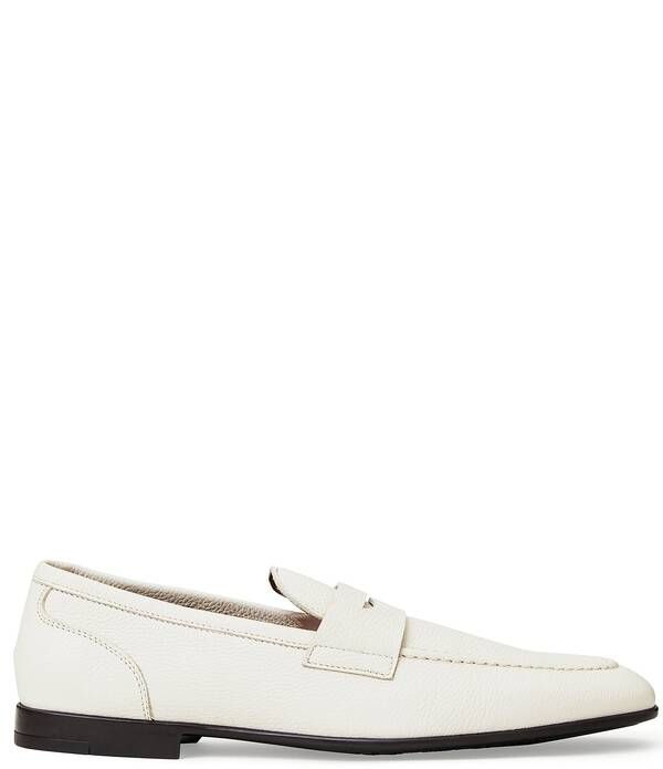ブルーノマグリ メンズ シューズ スリッポン・ローファー レザー Bruno Magli Mens Lastra Leather Penny Loafers Off White オフホワイト