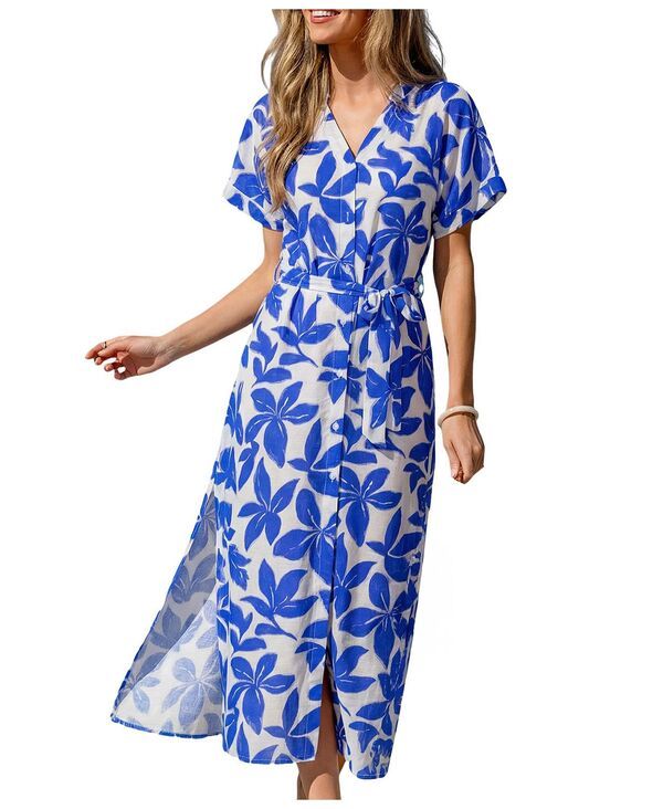 カップシー レディース トップス ワンピース マキシ Cupshe Womens Eureka Tropical Maxi Beach Dress Medium blue ブルー