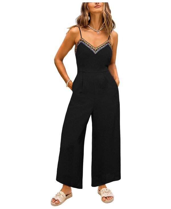 カップシー レディース トップス ジャンプスーツ Vネック プリント Cupshe Womens VNeck Boho Print Jumpsuit Black ブラック