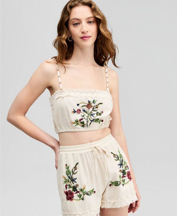 アンドノウディス レディース トップス シャツ フラワー柄 刺繍 フラワー And Now This Womens Floral Embroide red Crop Topalomino