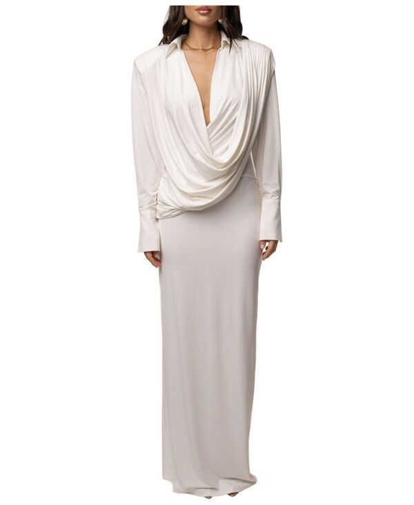 ジェイラックスレーベル レディース トップス ワンピース ドレープ マキシ JLUXLABEL Womens Poise Draped Maxi Dress Ivory アイボリー