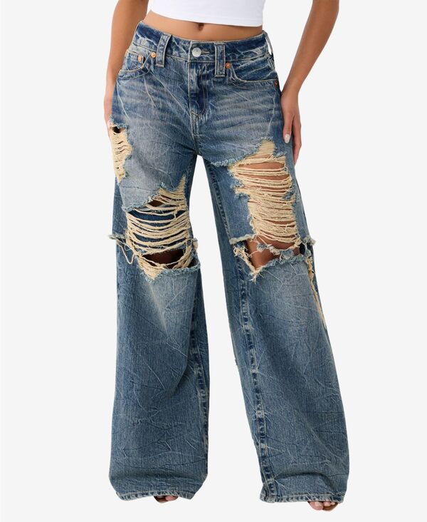 トゥルーレリジョン レディース ボトムス デニムパンツ ジーンズ True Religion Womens Destroyed Jessie Laye red Baggy Jeans Huntingt