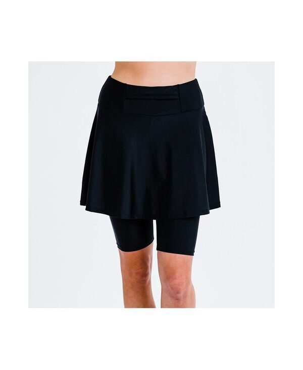 カリプサ レディース 水着 ボトムスのみ ショートパンツ スカート Calypsa Womens Fla red MidThigh Swim Skirt With Bike Shorts Black