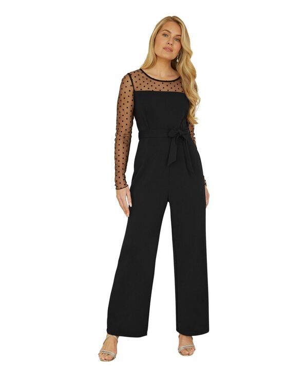 ユミキム レディース トップス ジャンプスーツ メッシュ Yumi Womens Black Spot Mesh Stretch Jumpsuit Black ブラック