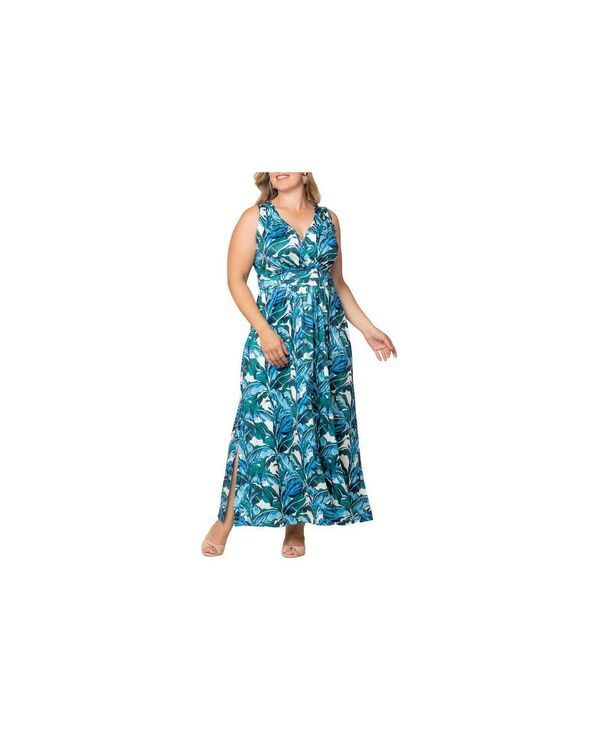 キヨナ レディース トップス ワンピース プラスサイズ ノースリーブ マキシ Kiyonna Womens Plusize Daniela Sleeveless Maxi Dress Teal pal