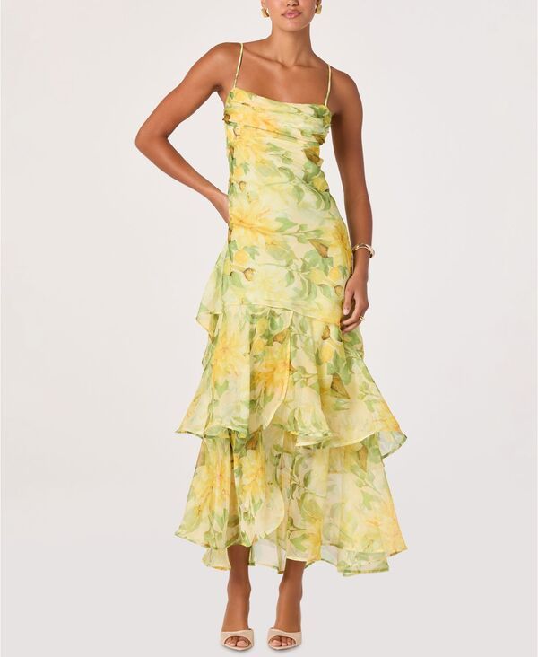 アストール レディース トップス ワンピース ティアード ノースリーブ ASTR the Label Womens Alison Sleeveless Tieredress Yellow Floral