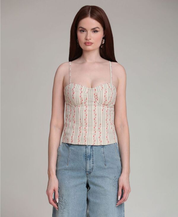 アヴェックレフィーユ レディース トップス シャツ ミニ Avec Les Filles Womensweetheart Neck Mini Top French Stripe ストライプ