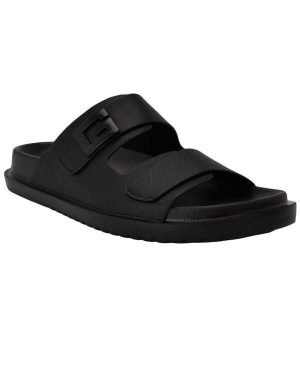 ゲス メンズ シューズ スニーカー GUESS Mens Vugon Branded Slip On Fashion Slides Black saffiano texture ブラック
