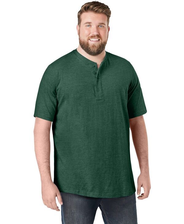 キングサイズ メンズ トップス Tシャツ トール KingSize Big Tall ShrinkLess Lightweight Henley TShirt Hunter