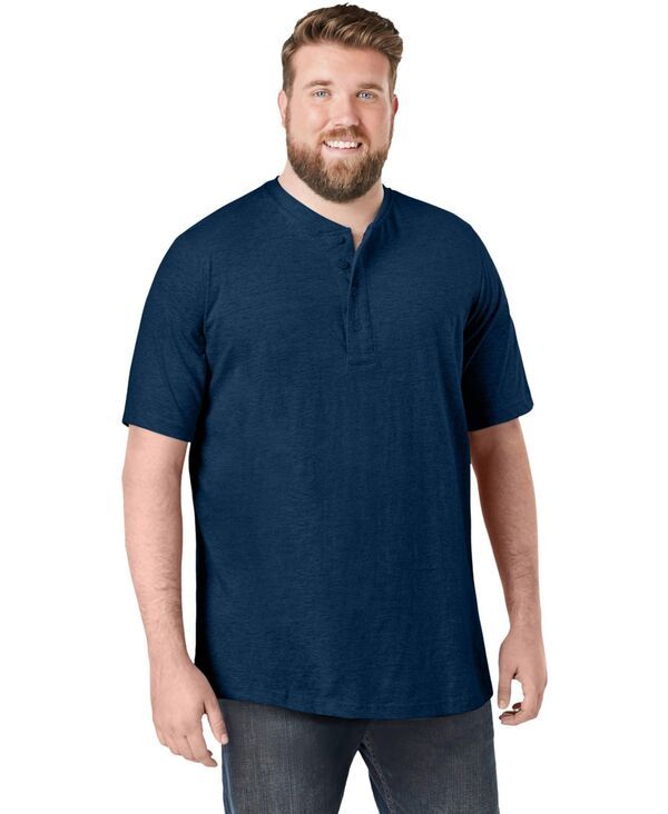 キングサイズ メンズ トップス Tシャツ トール KingSize Big Tall ShrinkLess Lightweight Henley TShirt Navy ネイビー