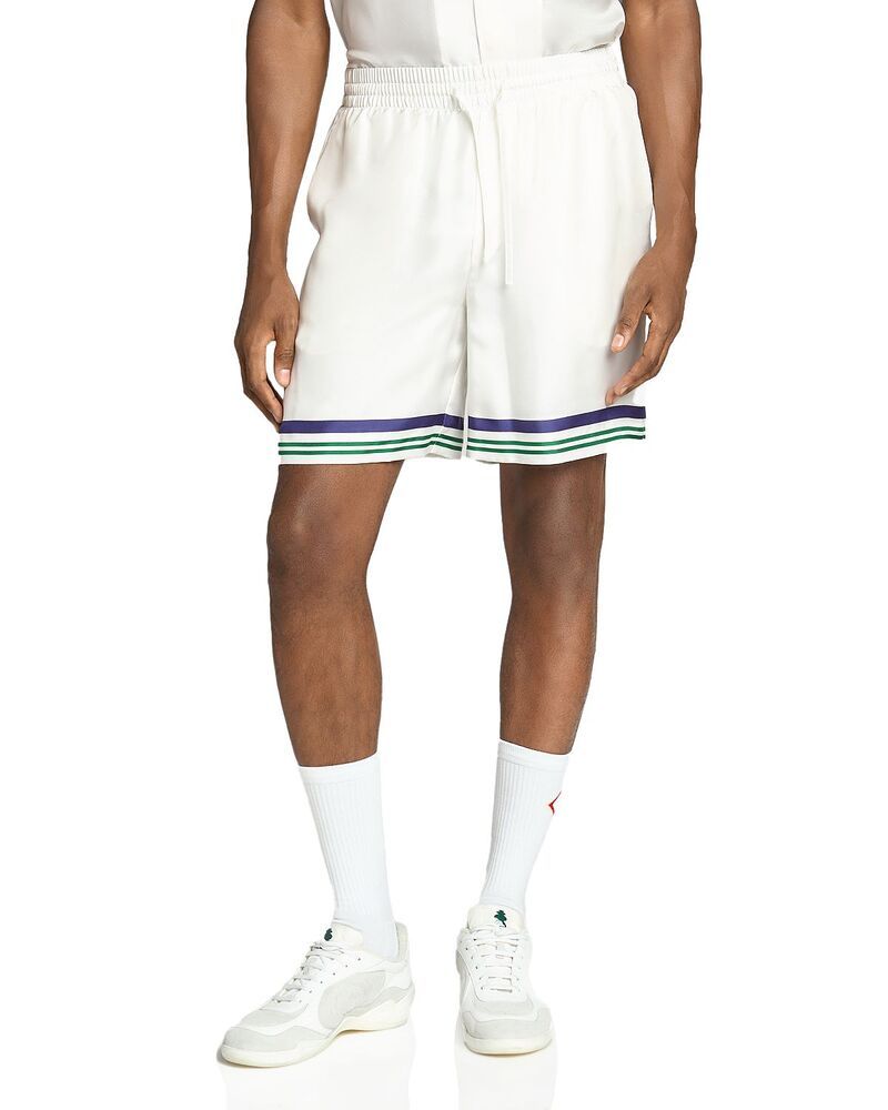 カサブランカ メンズ ボトムス ハーフパンツ・ショーツ ショートパンツ シルク Casablanca Hotel Emblem Silk Shorts White ホワイト