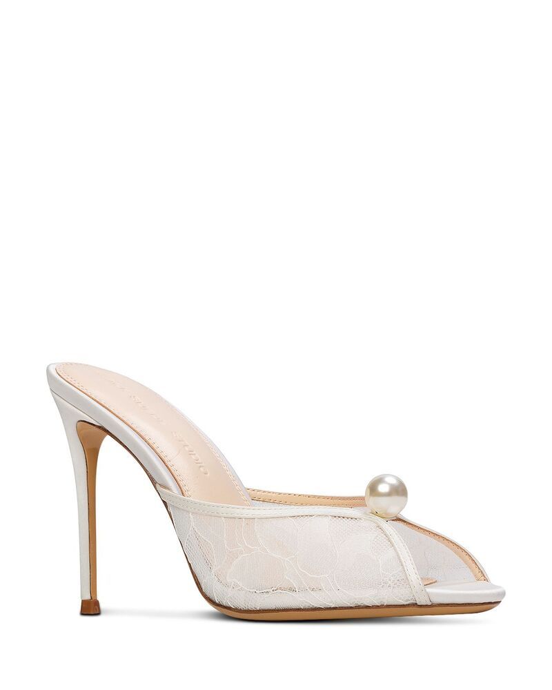 ブラックスエードスタジオ レディース シューズ サンダル Black Suede Studio Womensadie Faux Pearl Embellished Mule Sandals Ivory