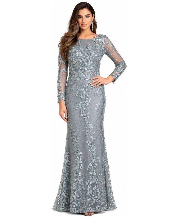 ララ レディース トップス ワンピース レース Lara Womens Long Sleeve Lace Dress With Lace Applique silver sage セージ 126,900円