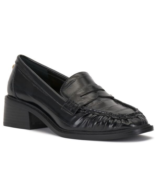 ヴィンスカムート レディース シューズ スリッポン・ローファー ヒール Vince Camuto Womens Eshnie BlockHeeloafers Black Leather ブラック