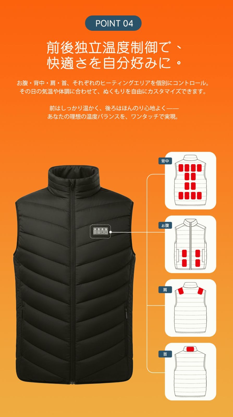 【送料無料】電熱ベスト 26エリア発熱 20000mAh バッテリー付き 17エリア発熱 ヒートベスト 加熱ベスト 発熱ベスト ヒーターベスト USB給電 3段階 ヒーター アウトドア コード:47721