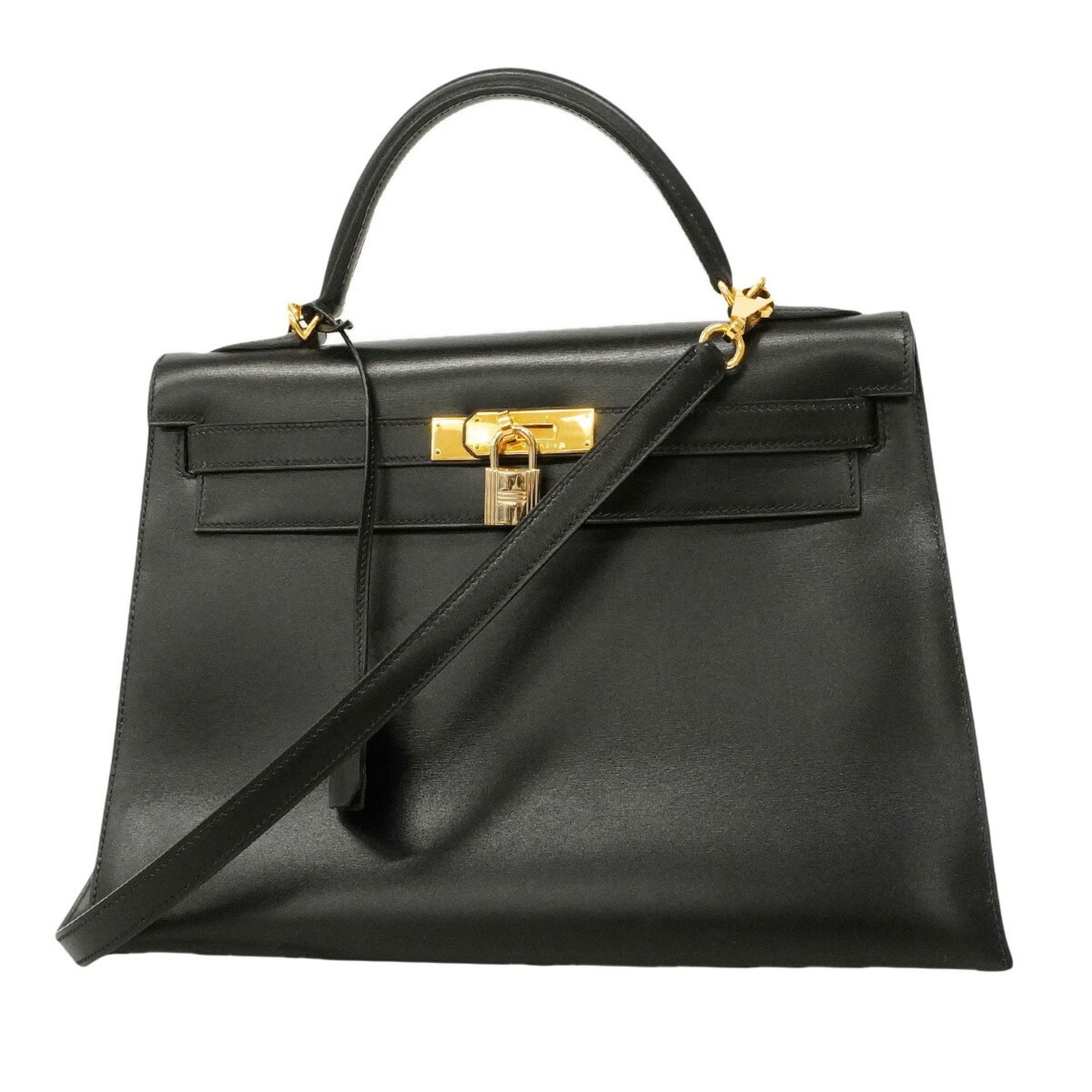 エルメス(Hermes) エルメス ハンドバッグ ケリー32 ボックスカーフ ブラック □E刻印 2wayバッグレディース P3367916