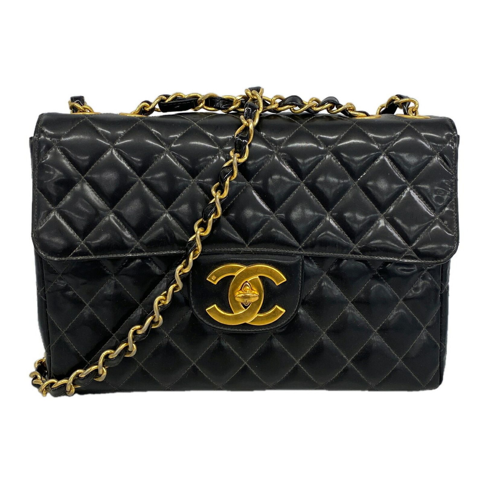 シャネル(Chanel) シャネル ショルダーバッグ デカマトラッセ Wチェーン パテントレザー ブラック レディース 177,309円