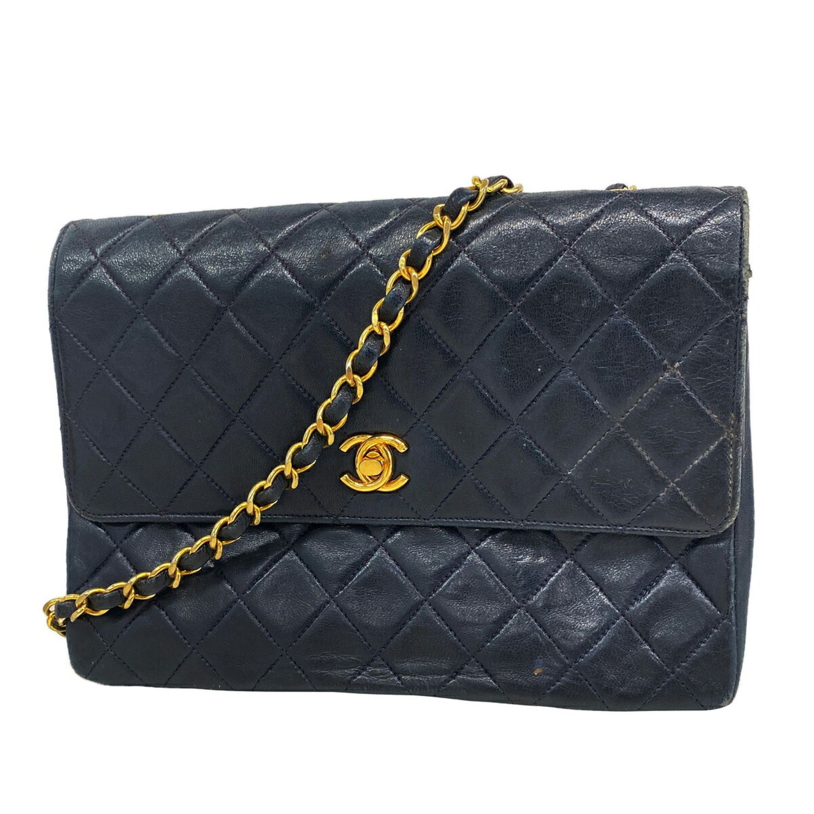 シャネル(Chanel) シャネル ショルダーバッグ ミニマトラッセ チェーンショルダー ラムスキン ブラック レディース