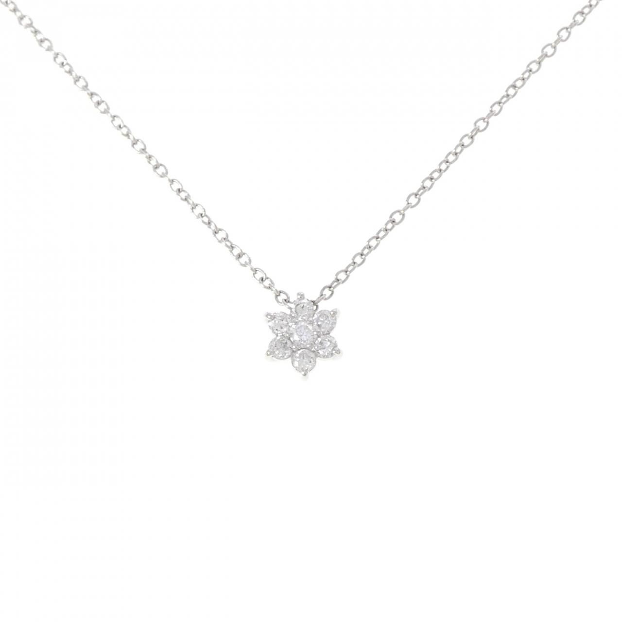 PT900/PT850 フラワー ダイヤモンド ネックレス 0.30CT