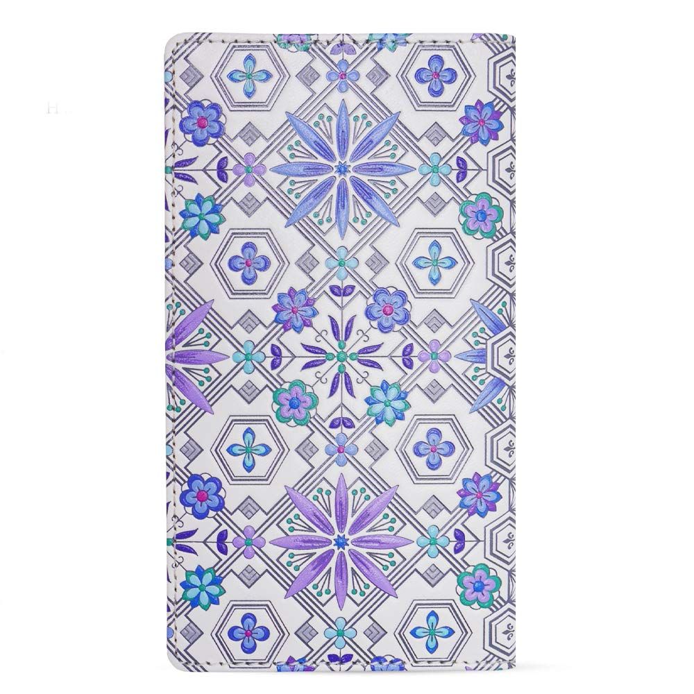 新品 [浅草文庫] 花菱 日本製 スマートフォン ケース 本革 江戸小紋 マルチ対応(BLUE)