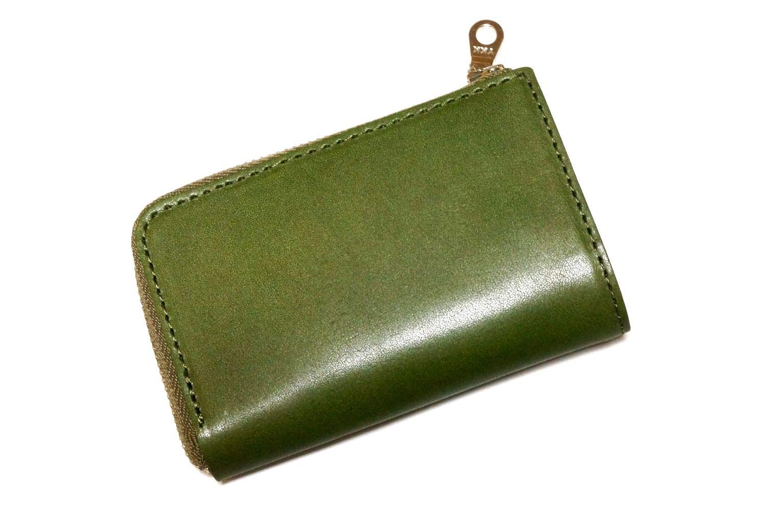 新品 [TOCHIGI LEATHER(とちぎ革)] キーケース スマートキー 栃木レザー L型 ラウンドジップ 天然皮革仕様 牛革 日本製 (グリーン)