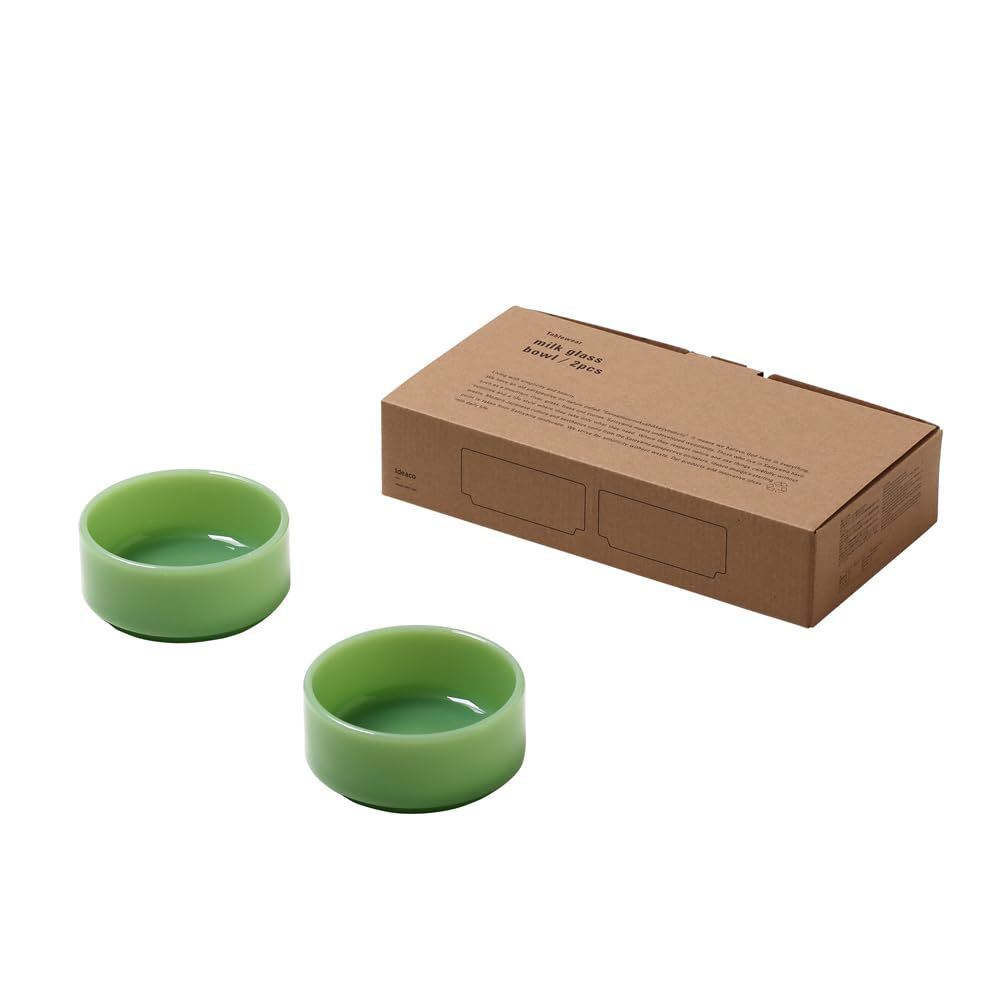 新品 ideaco (イデアコ) ミルク ガラス 食器 深皿 中鉢 直径12.5高さ5.5cm Milk Glass bowl / 2pcs jade (ミルクガラス ボウル / 2点入り ジェード)