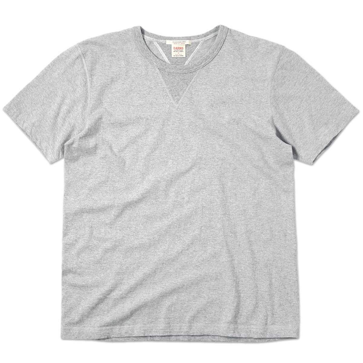 新品 [バーンズ] アウトフィッターズ OUTFITTERS 丸胴 ヴィンテージ V ガゼット クルーネック 半袖 Tシャツ M GREY