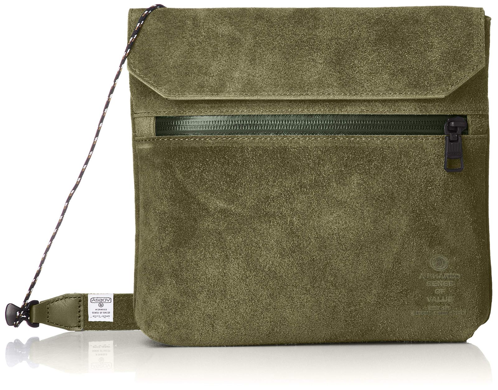 新品 [アッソブ] 防水 スエード レザー サコッシュ 091750 WATER PROOF SUEDE SACOCHE KHAKI
