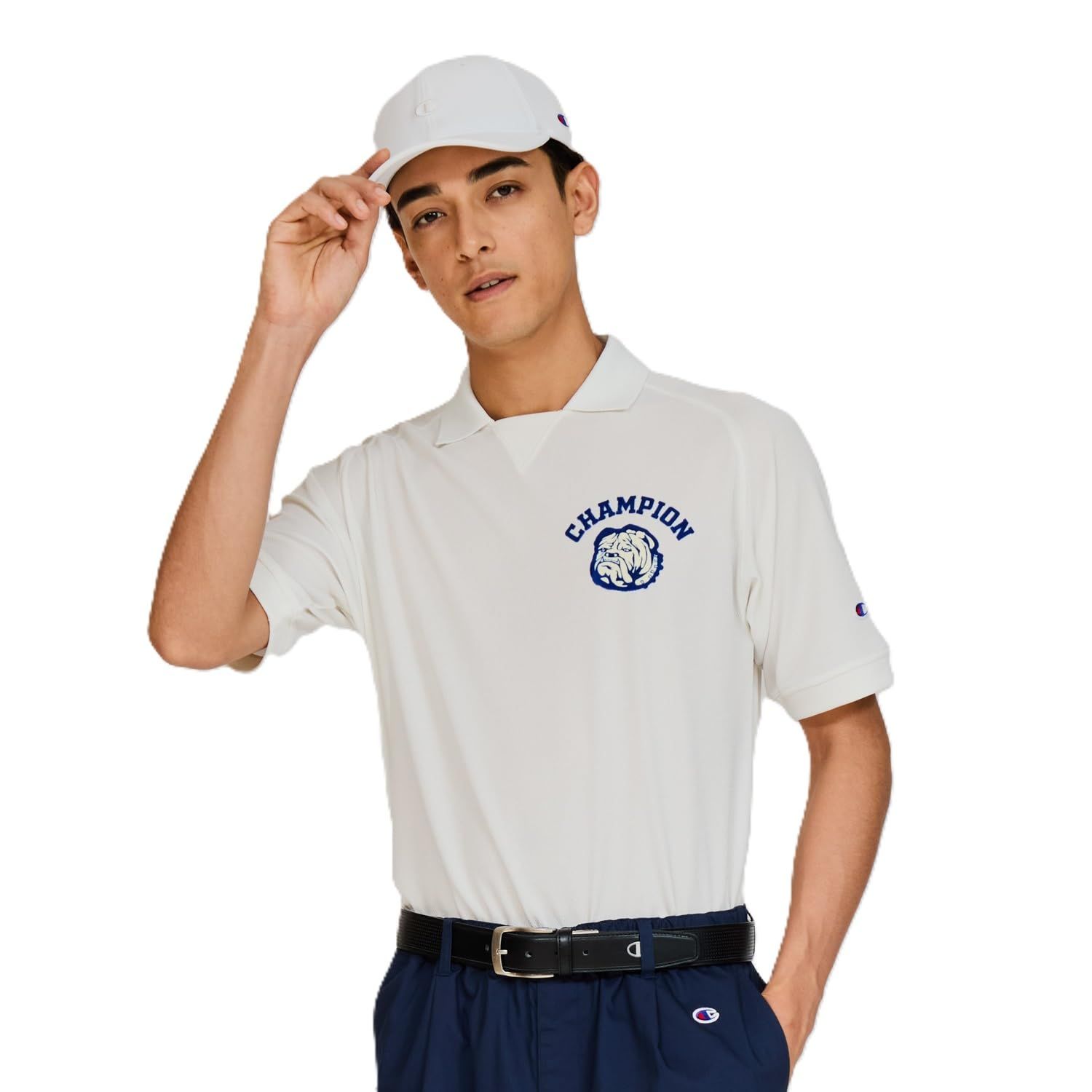 新品 半袖Tシャツ 半袖 速乾 UVカット フロックプリント SHORT SLEEVE POLO SHIRT C3-BG305-020-L