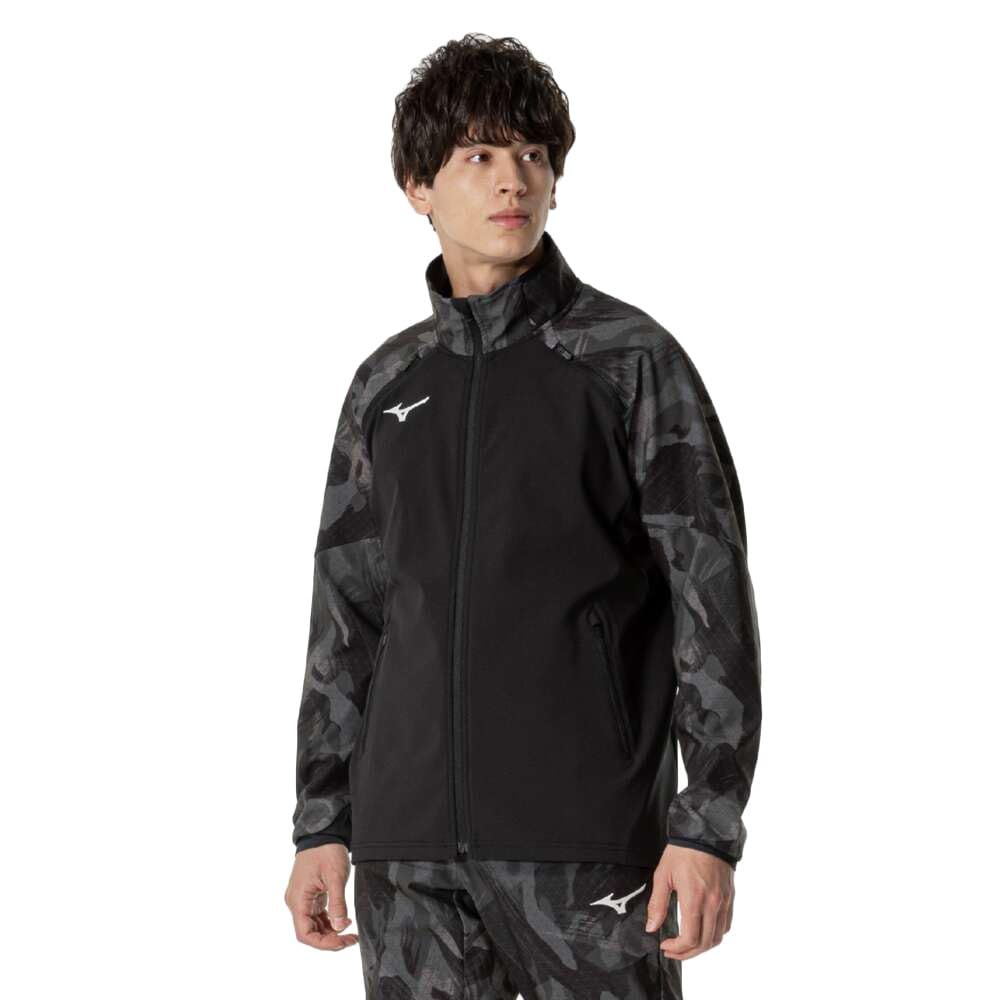 新品 トレーニングウエア テックシールド ブレスサーモ ジャケット 防風 ストレッチ 撥水 吸湿発熱 32MCB530 ブラック S
