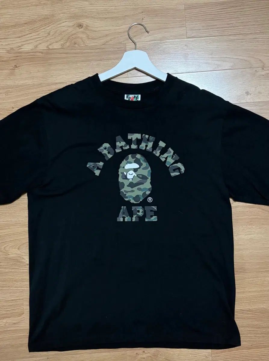 A BATHING APE (アベイシングエイプ) 半袖Tシャツ カモフラージュ カレッジ ブラック L
