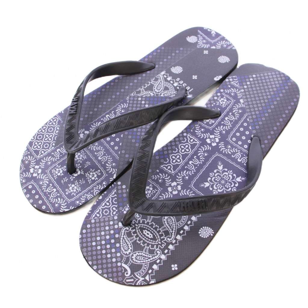 Sakai Sacai Hayn Hank Willis Thomas Beach Sandals Thong Flat Logo Bandana Pattern 28.5cm Navy Navy Navy Black Black/BB