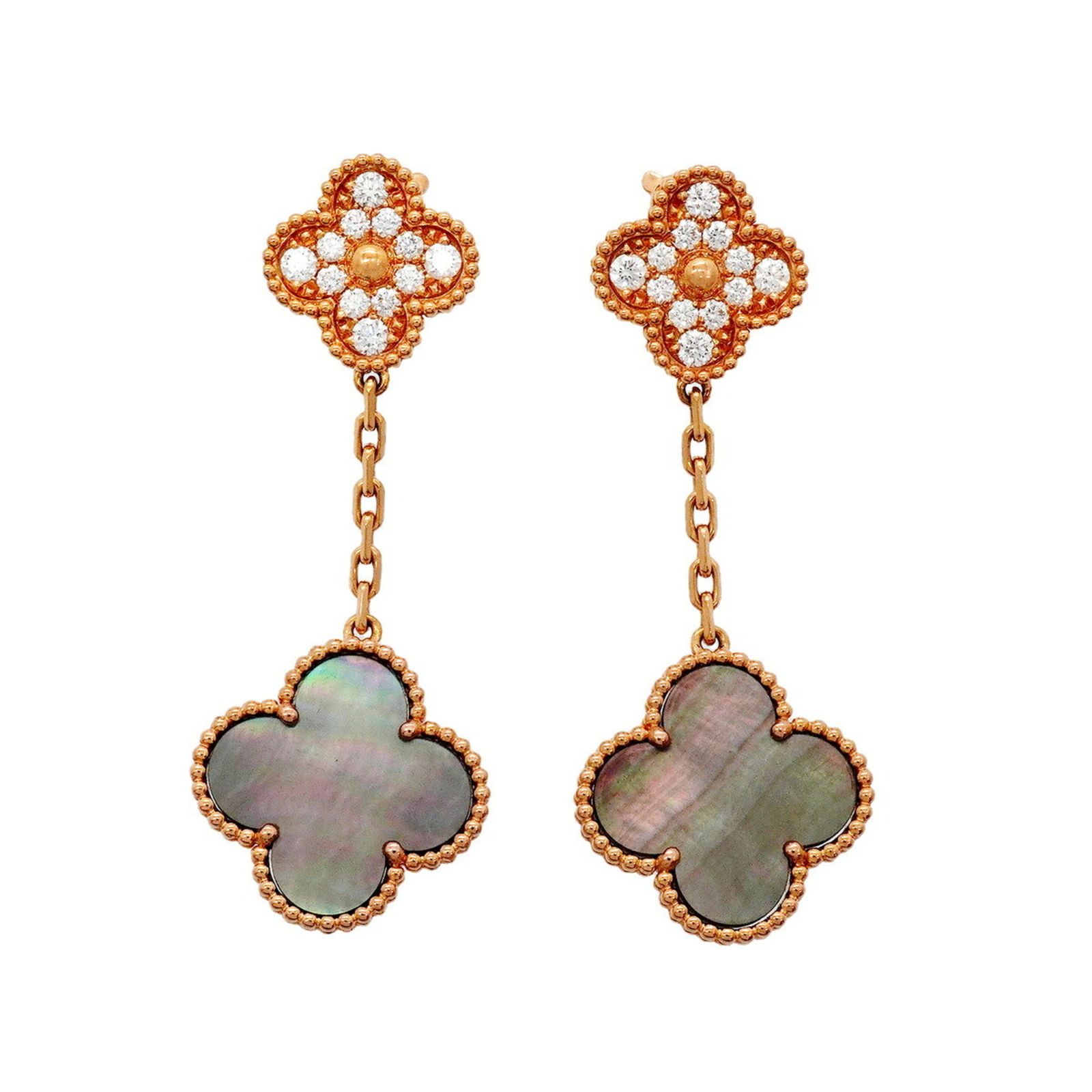 ヴァン・クリーフ＆アーペル(Van Cleef & Arpels) ヴァンクリーフ＆アーペル ピアス マジック アルハンブラ 2モチーフ 18KPG ピンクゴールド ダイヤモンド グレーシェルレディース P3309754