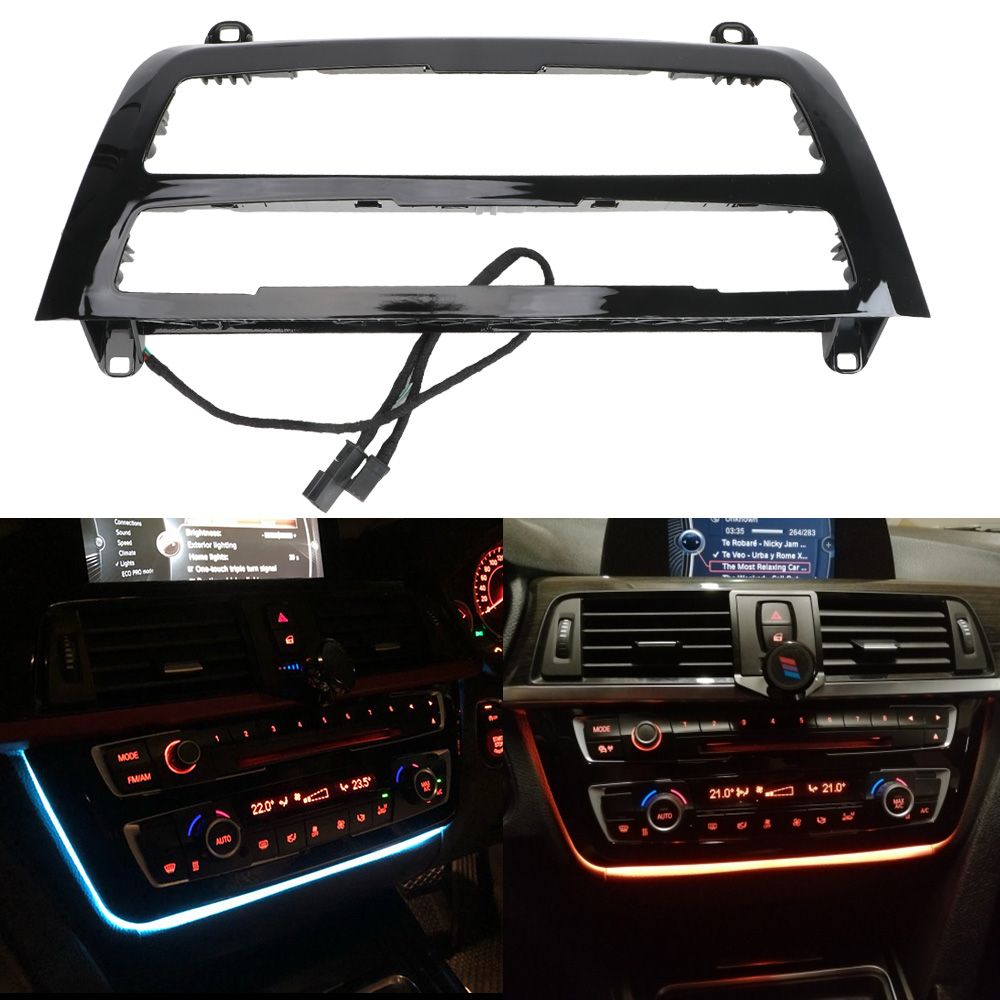 BMW 3/4シリーズ F30用 ブルーオレンジ LEDダッシュボード雰囲気灯付きACパネルライト