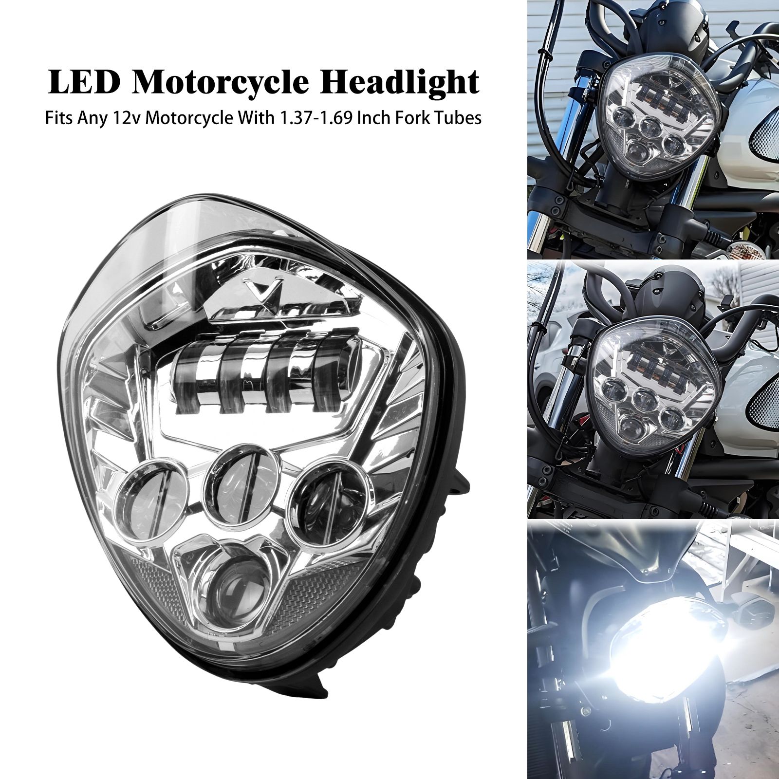 オートバイ用 7インチ LED ヘッドライト ハイロービーム ブラック