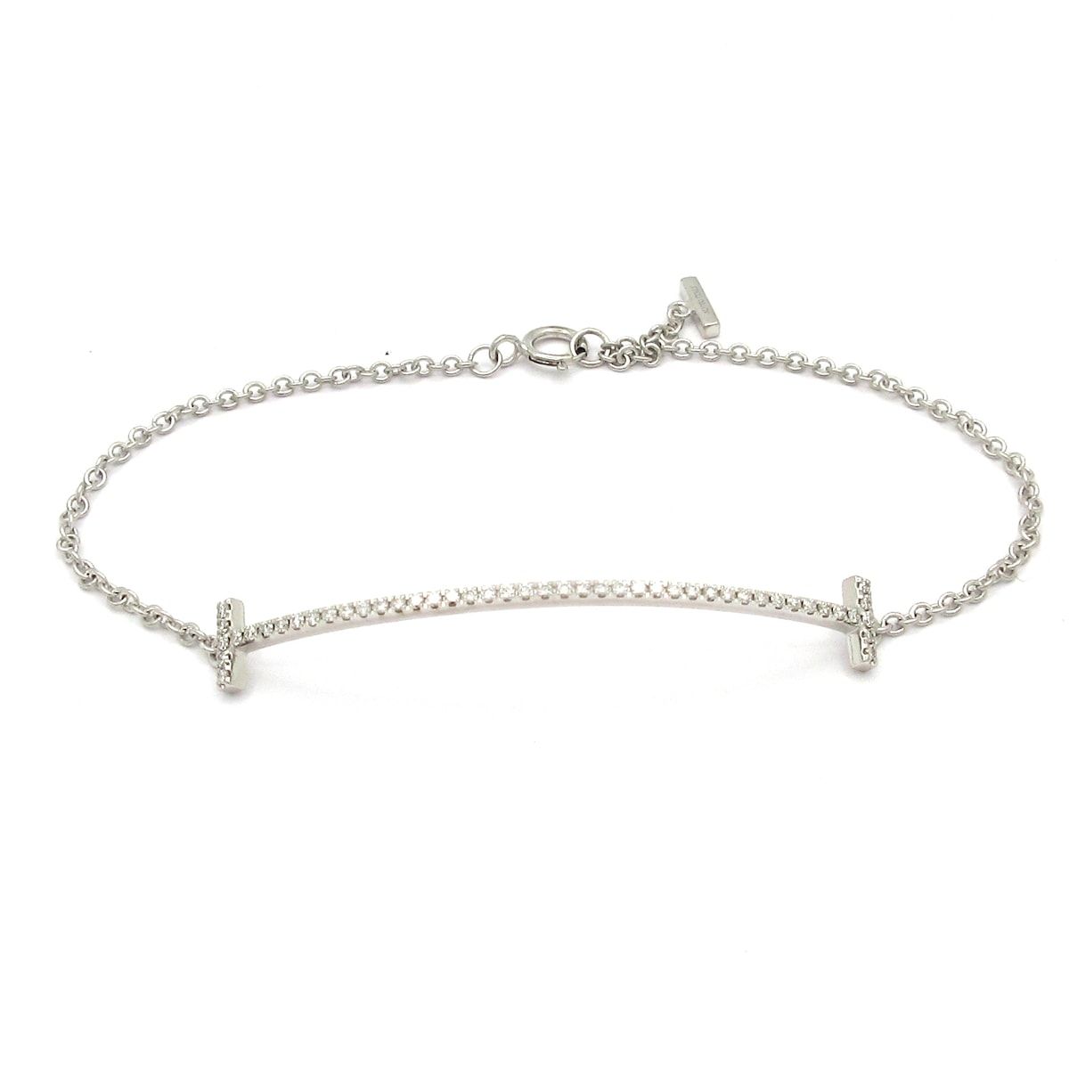 TIFFANY&Co.(ティファニー) ブレスレット新品同様 Tスマイルブレスレット K18WG×ダイヤモンド