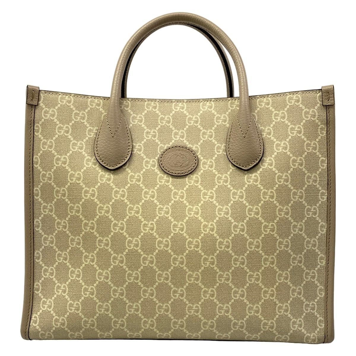 GUCCI(グッチ) トートバッグ美品 GGスモール トートバッグ 659983 ベージュ×ライトブラウン レザー