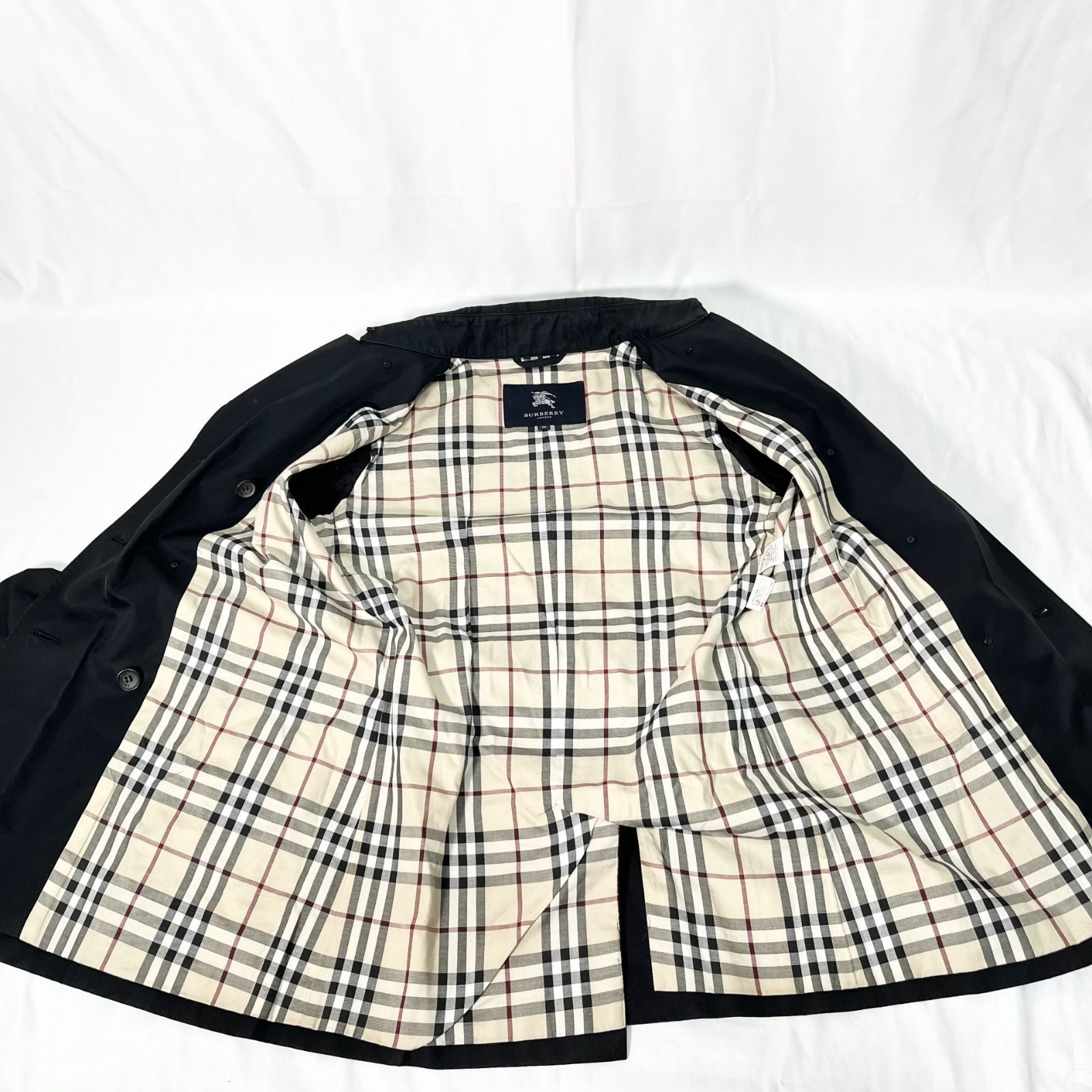 バーバリー ロンドン トレンチコート ベルト ノバチェック ダブル 38 黒 BURBERRY LONDON バーバリー ロンドン トレンチコート ベルト ノバ