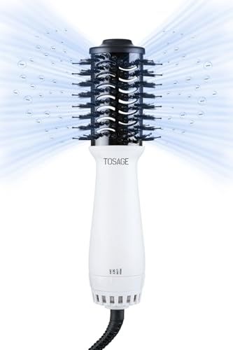 TOSAGE くるくるドライヤー ヘアアイロン カールドライヤー ヒートブラシ マイナスイオン 乾かしながらスタイリング チタニウムバレル 強い風力 ボリュームアップ (パールホワイト, S)★ 9b2fc3b7