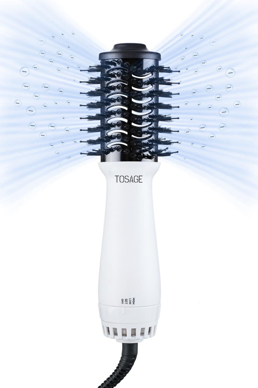 TOSAGE くるくるドライヤー ヘアアイロン カールドライヤー ヒートブラシ マイナスイオン 乾かしながらスタイリング チタニウムバレル 強い風力 ボリュームアップ (パールホワイト, S)★ 9b2fc3b7