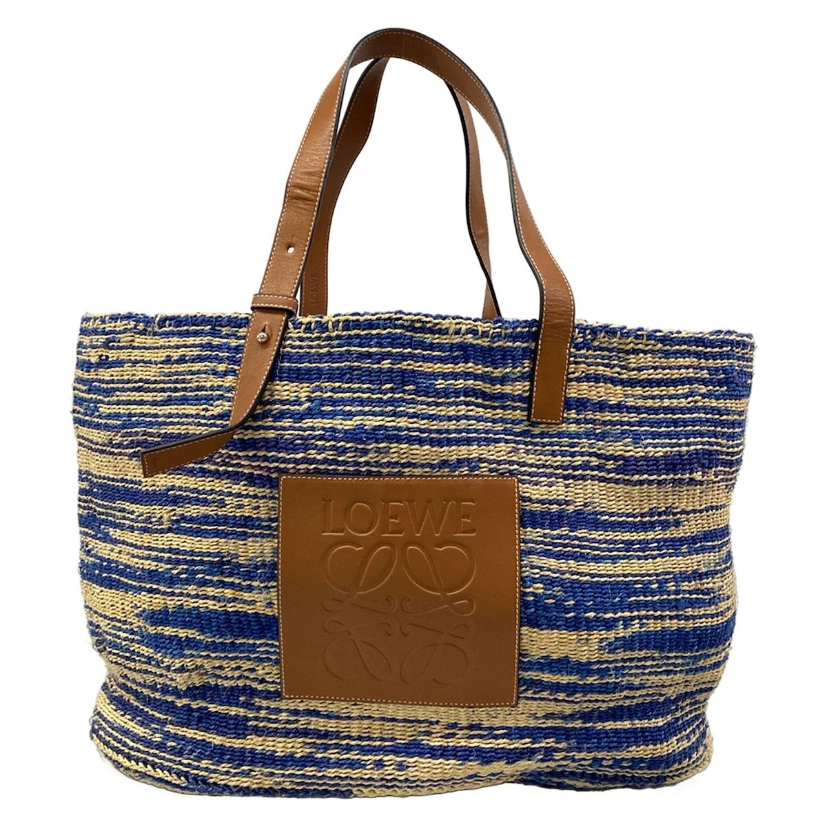 LOEWE(ロエベ) トートバッグ - ブルー×ベージュ×ブラウン かごバッグ/パウラズ イビザ レザー