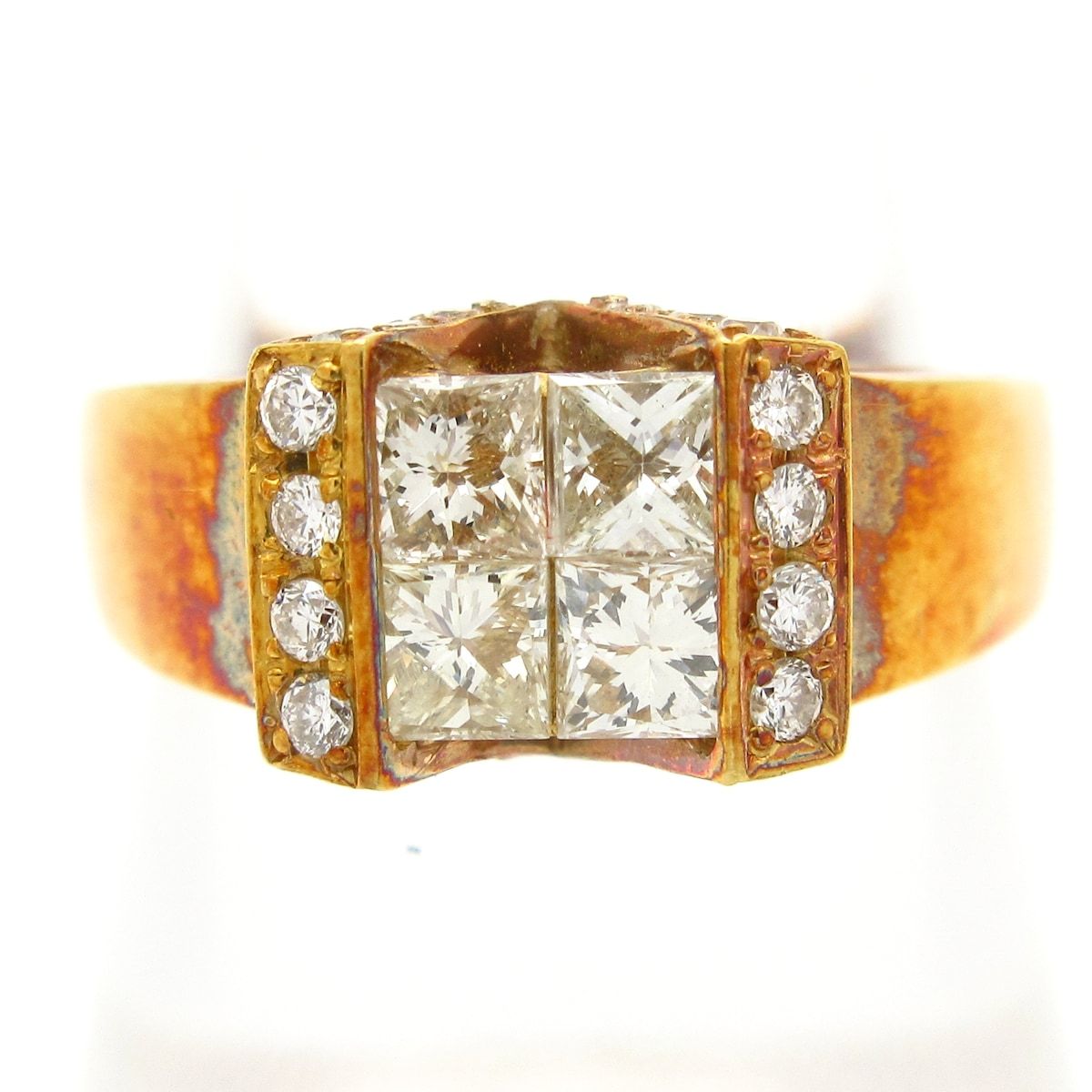 Unbranded(ノーブランド) リング K18YG×ダイヤモンド スクエア モディファイド/0.80ct/総重量5.8ｇ